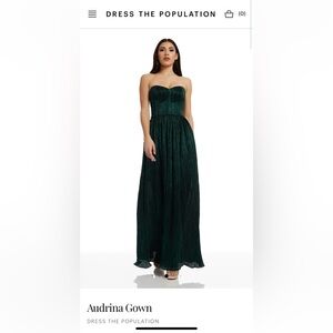 DRESS THE POPULATION - Audrina Plisse Strapless Gown - XXL